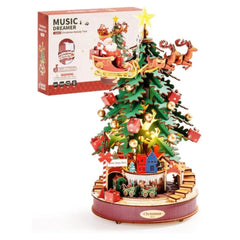 Festive Wooden Christmas Tree Music Box Puzzle Kit