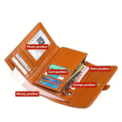 Vintage Trifold Wallet Clutch Portable Coin Purse Clutch