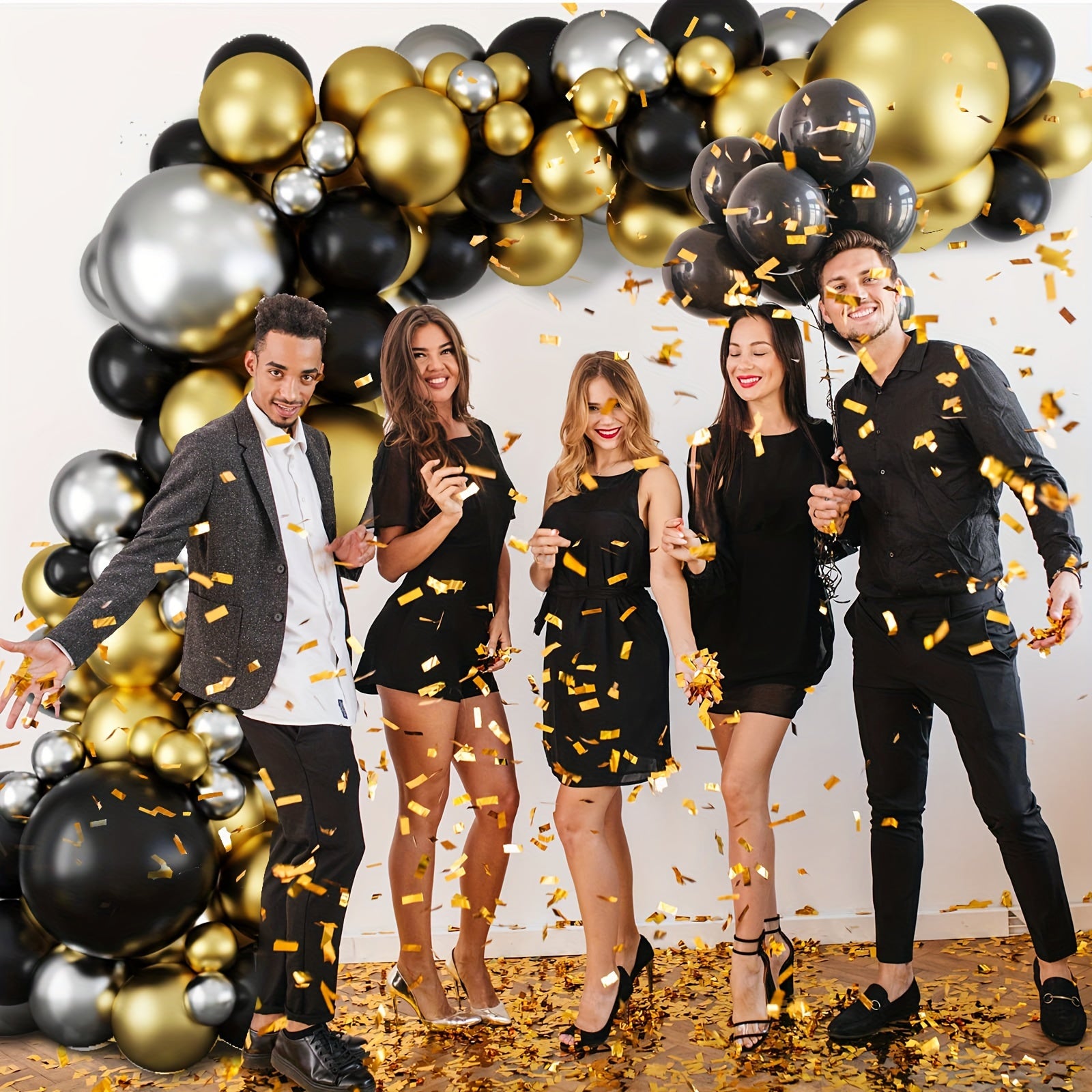 124pcs Golden & Silvery Balloons Wreath Arch Set for Party Decorations