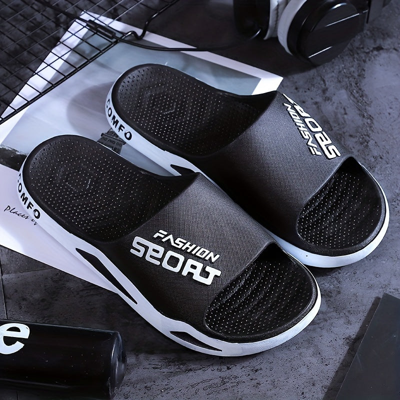 Men's Non Slip Open Toe Slides for Indoor Outdoor Beach Shower
