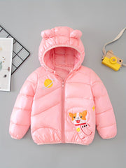 Hooded Coat For Toddlers Winter Windproof Monkey Prints Fleece Snowsuit Outwear