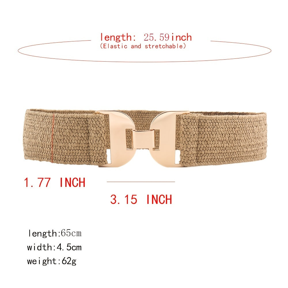 Summer Grass Girdle Women's Elastic Belt Geometric Buckle