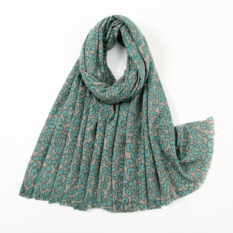Leopard Print Short Tassel Scarf Warm Shawl