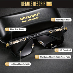 RoyalHot Men's Polarized Sunglasses Metal Frame Mixed Driving
