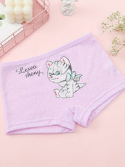 10pcs Toddler Girls Cat & Polka Dot Shortie Brief Underwear