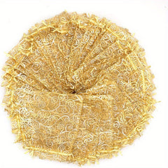 100pcs Golden Organza Gift Bags Drawstring for Wedding Party