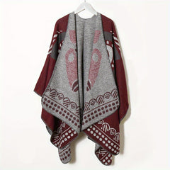 Boho Geometric Pattern Shawl Cashmere Wrap Thick Warm Cape