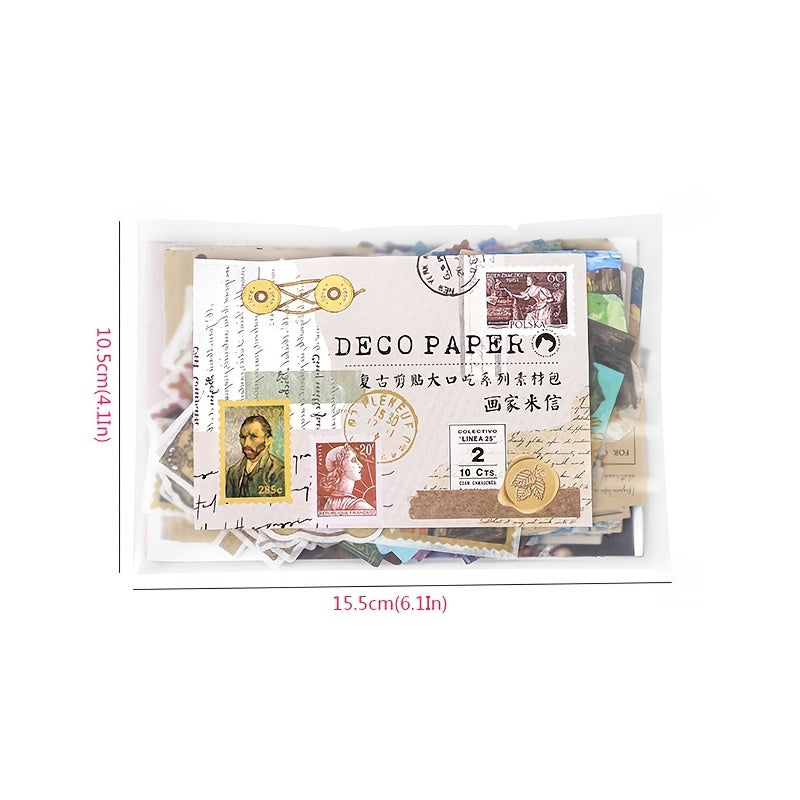 200pcs Washi Paper Old Century Literature Flowers Astronomy Geography Decoration