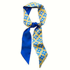Floral Print Skinny Scarf Silk Block Ribbon Necktie Neckerchief