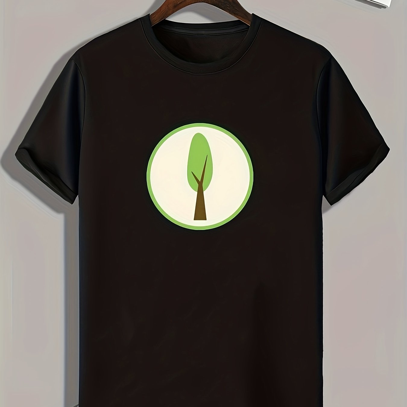 Cartoon Tree Print Men's Comfy T shirt Outdoor Summer Tee