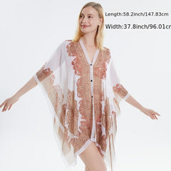 Chiffon Shawl Silk Scarf Beach Towel Swimwear Wrap Floral Cover Up