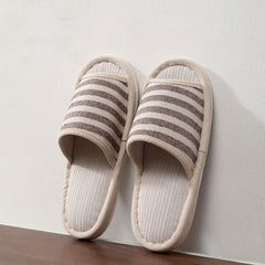 Men's Open Toe Striped House Slippers Cozy Anti-Skid Shoes