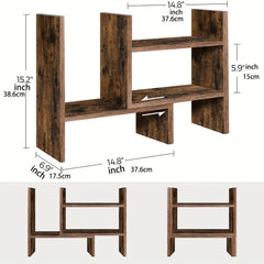 Wooden Desktop Bookshelf Organizer Counter Office Storage Rack Bookcase