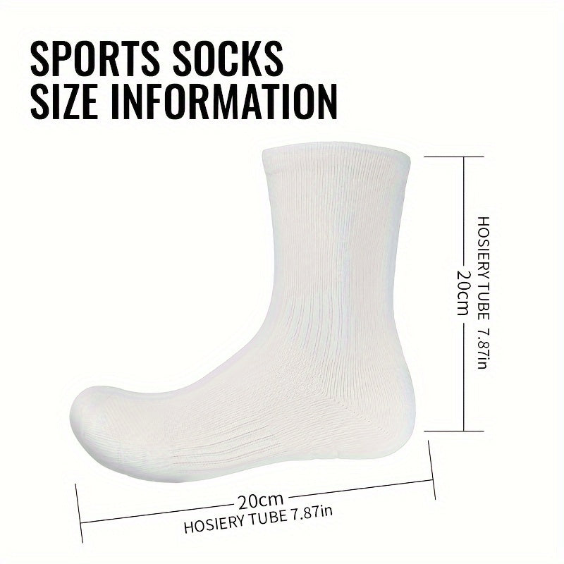 6 Pairs Men's Solid Crew Socks Breathable Non-slip Sports Socks