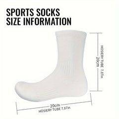 6 Pairs Men's Solid Crew Socks Breathable Non-slip Sports Socks