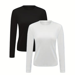 2pcs Warm Long Sleeve Pullover Yoga Top Women's Activewear