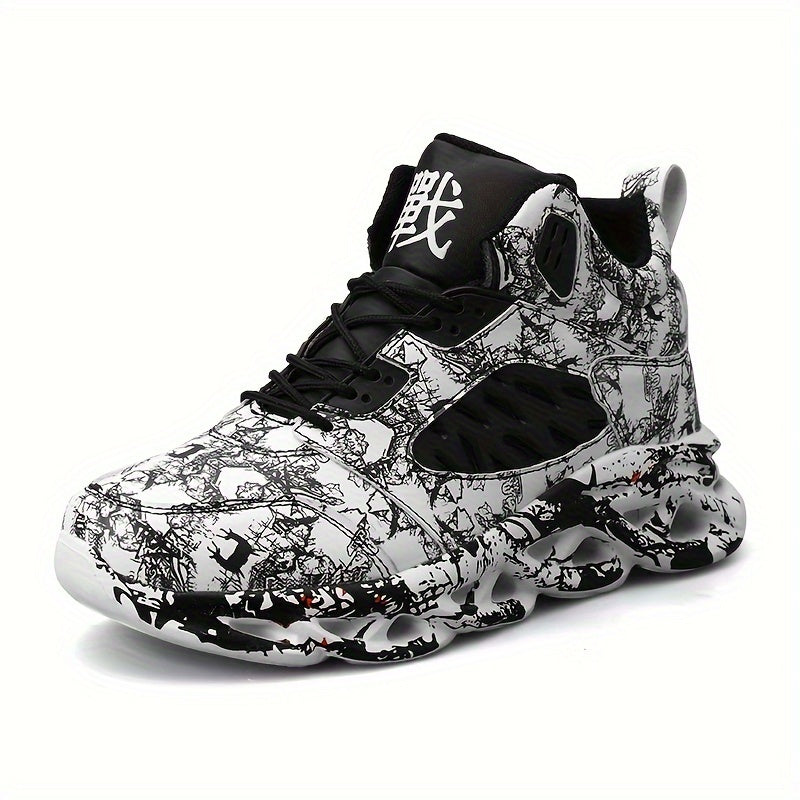 Boys Camo Lace Up Sneakers Breathable Non-slip Running Basketball Shoes