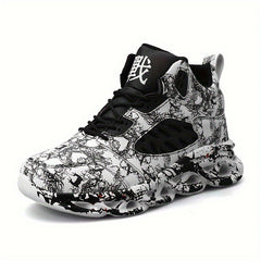 Boys Camo Lace Up Sneakers Breathable Non-slip Running Basketball Shoes