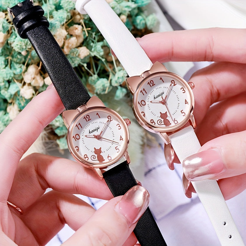 Pointer Quartz Cat Watch For Girl Waterproof Gift
