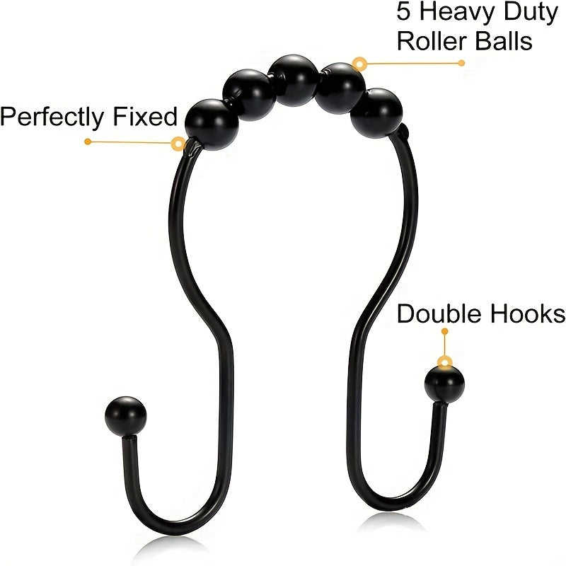 12pcs Shower Curtain Hooks Rust Resistant Shower Curtain Rings Anti Drop