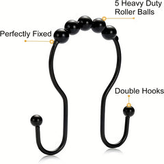 12pcs Shower Curtain Hooks Rust Resistant Shower Curtain Rings Anti Drop