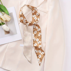 Floral Print Neckerchief Long Skinny Scarf Mother's Gift