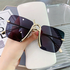 Y2K Alphabet A Sunglasses Gradient Square Rimless UV400
