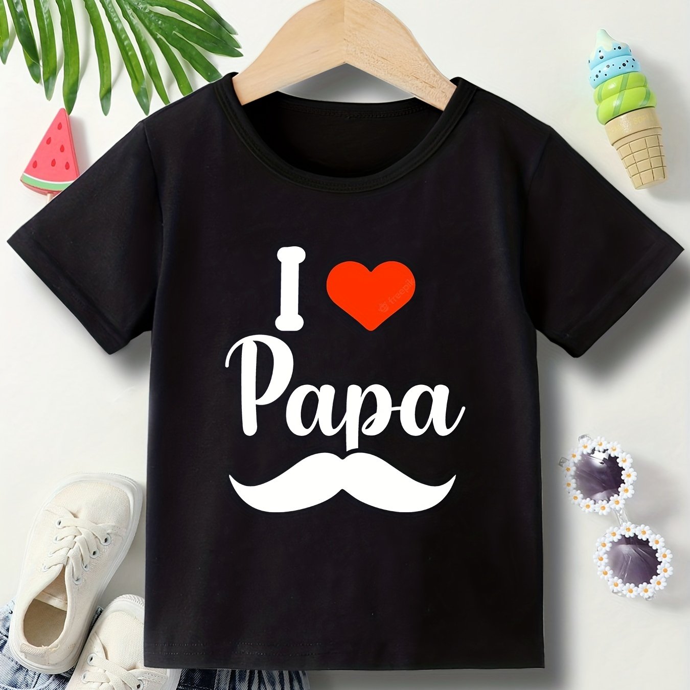 Boys I LOVE PAPA Top Short Sleeve T-shirt Casual Kids Summer Clothes
