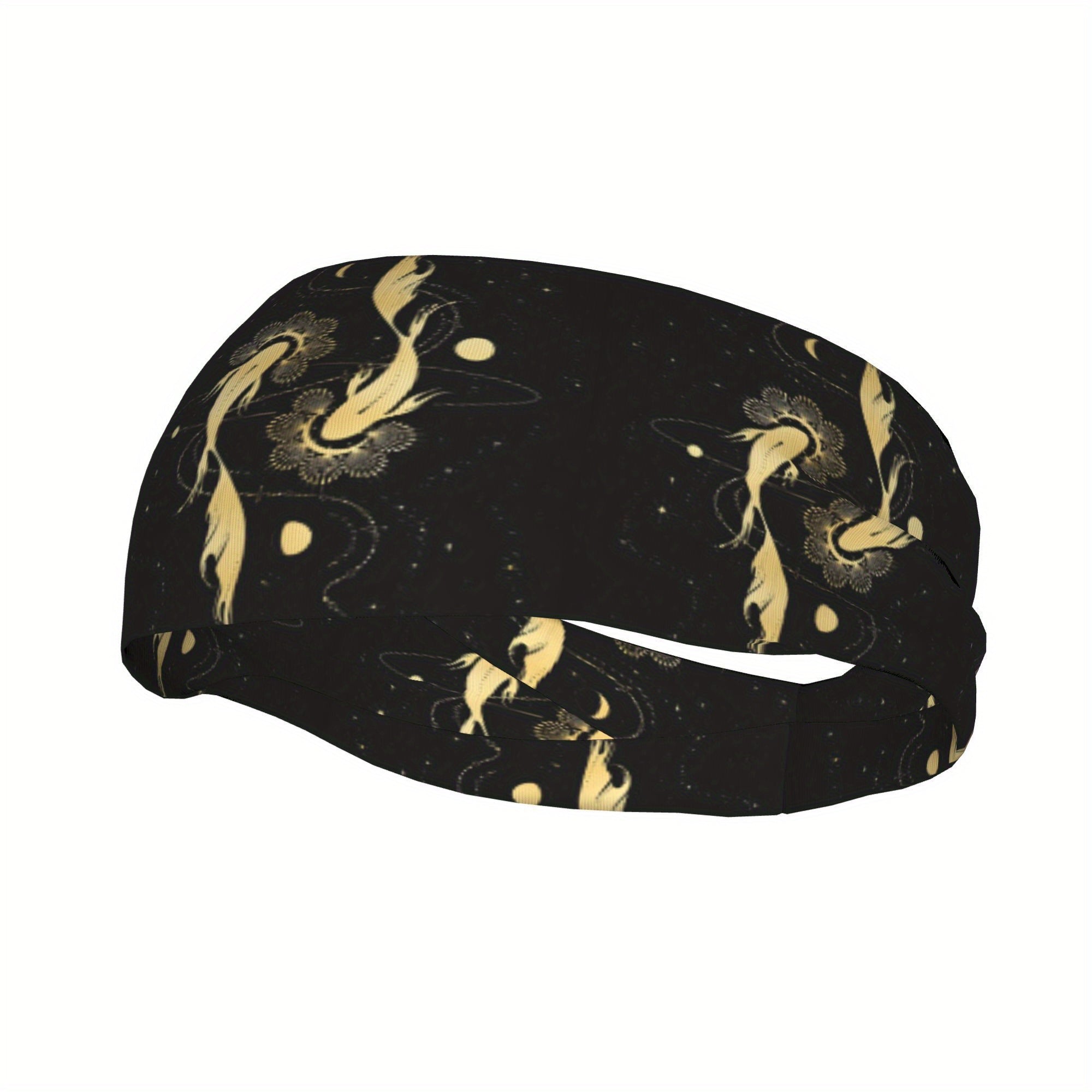Unisex Goldfish & Star Sports Headband Sweat Wicking Polyester Yoga Gym Running