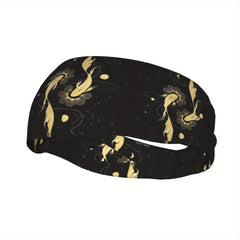 Unisex Goldfish & Star Sports Headband Sweat Wicking Polyester Yoga Gym Running