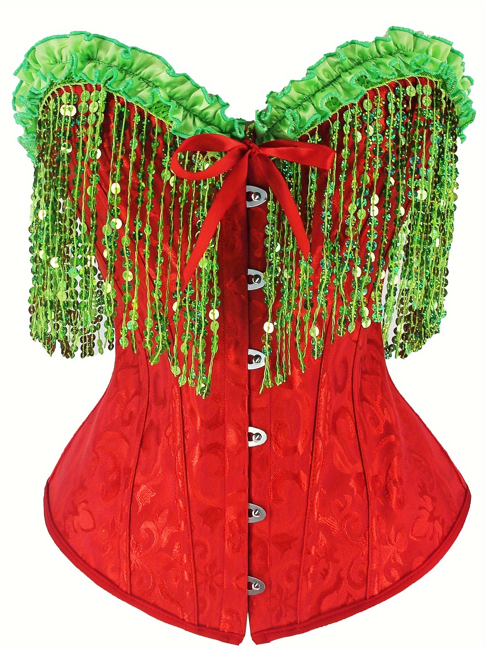 Christmas Sequin Tassel Lace Up Corset Bustier