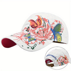 Sequin Embroidered Baseball Cap Butterfly Peaked Cap Lip Print Hat Sun Hat