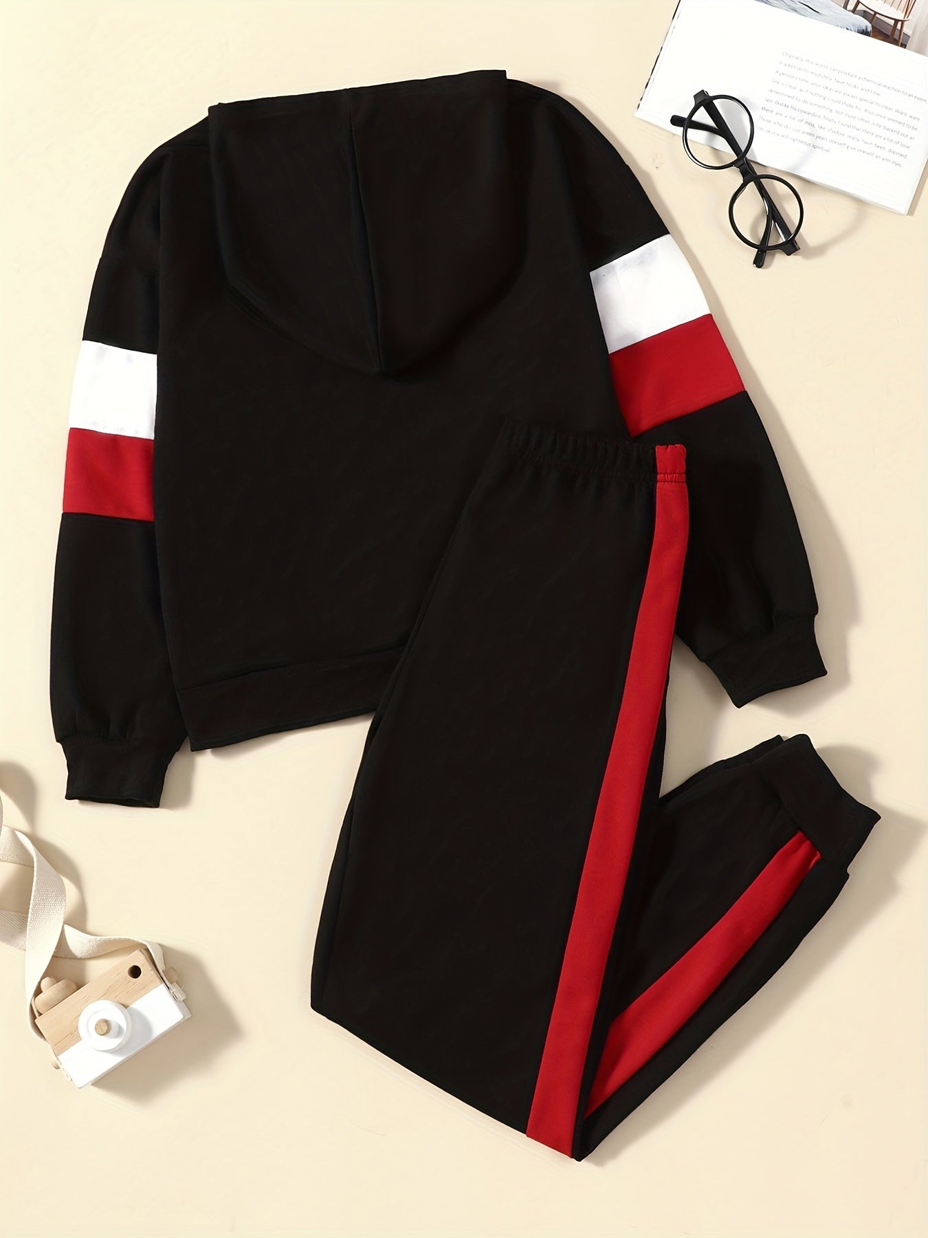 Boy's Tiger Print Hoodie & Sweatpants Set for Spring Fall