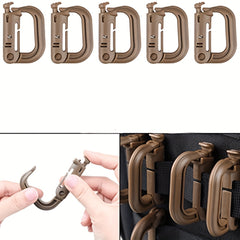 5pcs Tactical D Ring Locking Hook Snap Hook Keychain for Outdoor Camping
