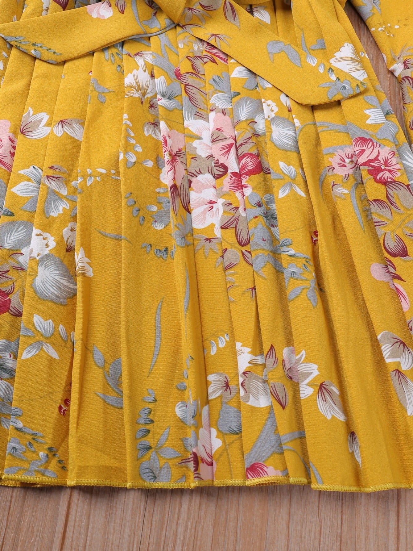 Girls' Botanical Print Long Sleeve Dress