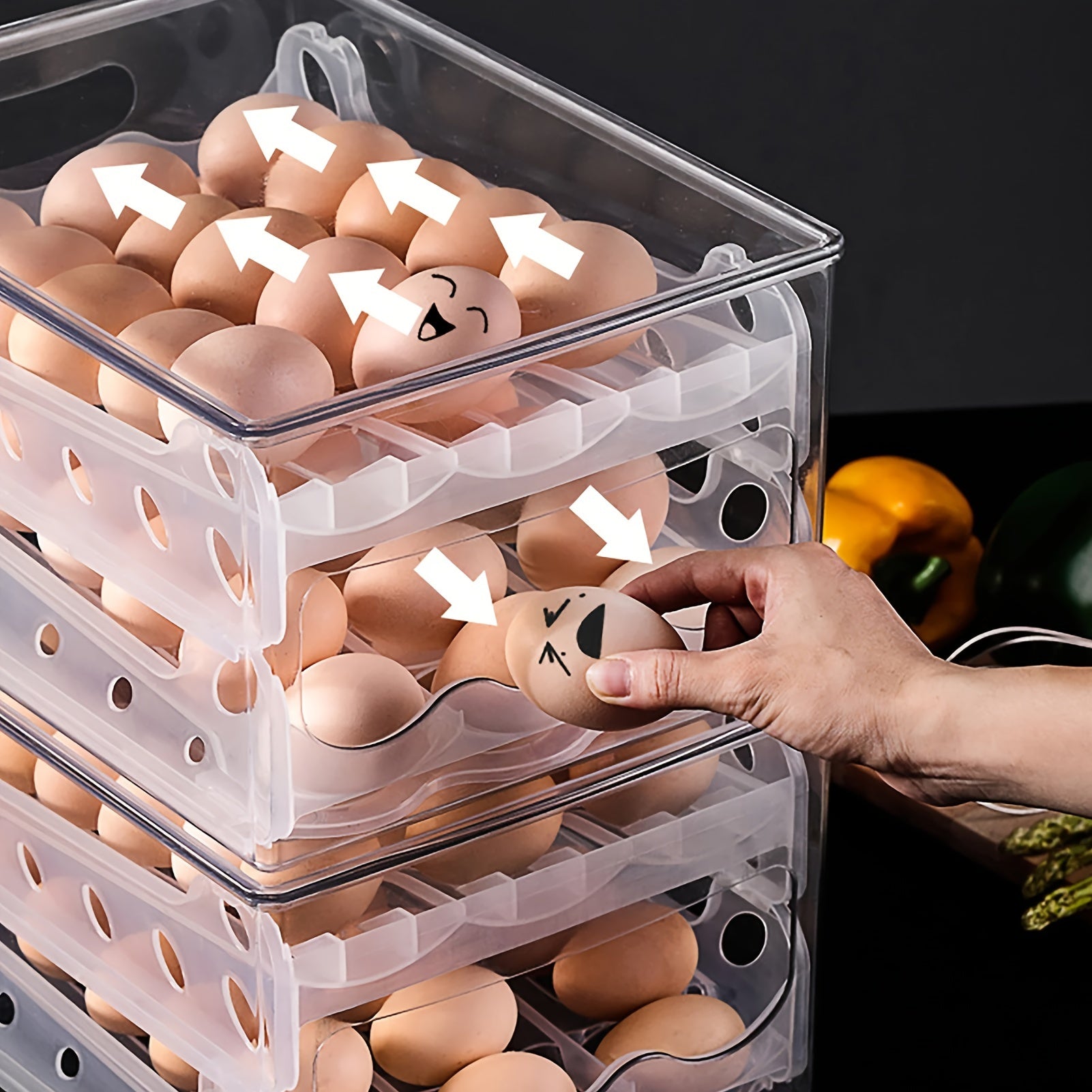 Egg Storage Box Organizer Refrigerator Drawer Food Eggs Case Kitchen Fridge