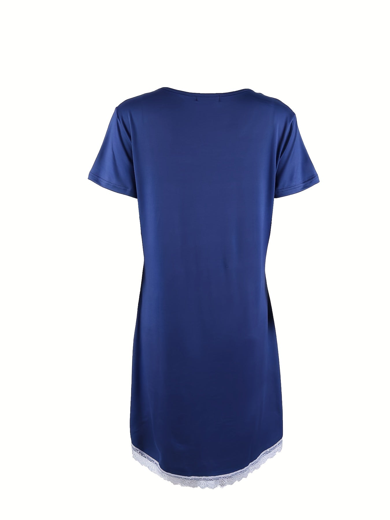 Lace NightDress Short Sleeve V Neck Pajama Dress Women's Sleepwear