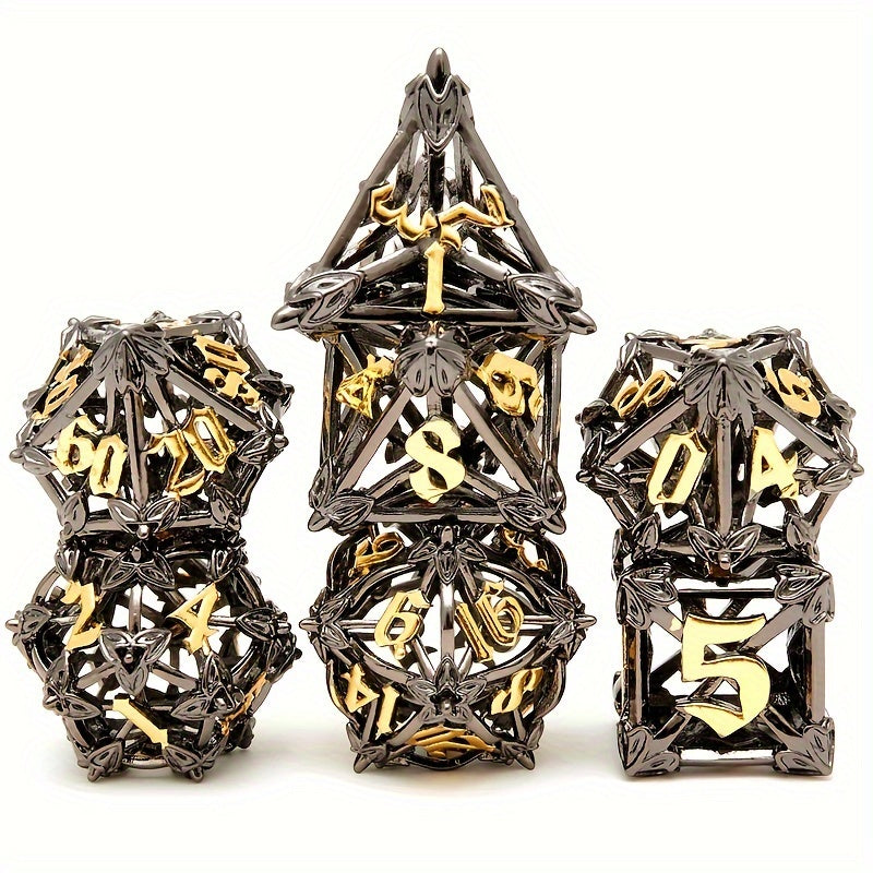 7pcs Hollow Vintage Flower Metal Dice Set