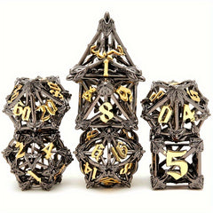 7pcs Hollow Vintage Flower Metal Dice Set