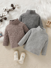 Baby Boys Turtleneck Shirt 3pcs Set Warm Basic Pullovers
