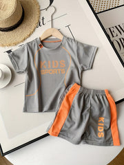 2pcs Boy's Letter Print T Shirt And Shorts Set Summer Casual Quick Drying Outfit