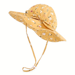 Girls Floral Print Fisherman's Hat Sun Screen Bucket Cap For Summer Outdoor