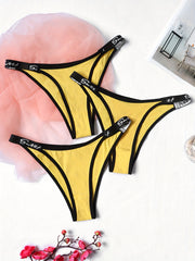 3pcs Letter Print Panties Low Waist Intimates Women's Lingerie
