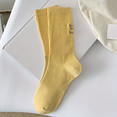 Letter Embroidery Sports Socks Women's Stockings