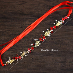 Red Crystal Hairband Princess Flower Earrings Bridal Wedding Queen Crowns