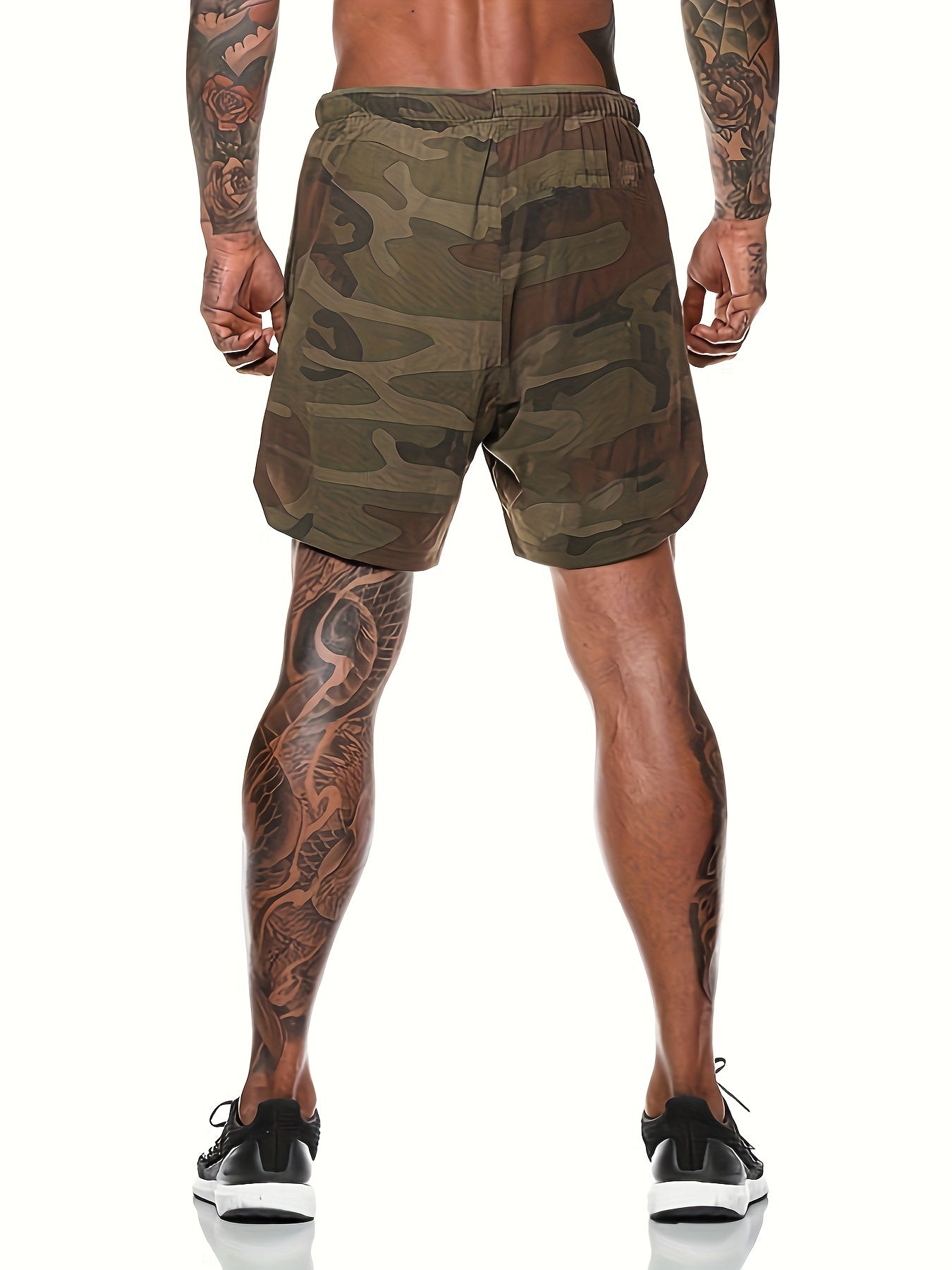 Men's Breathable Solid Shorts With Pockets Drawstring Elastic Waist