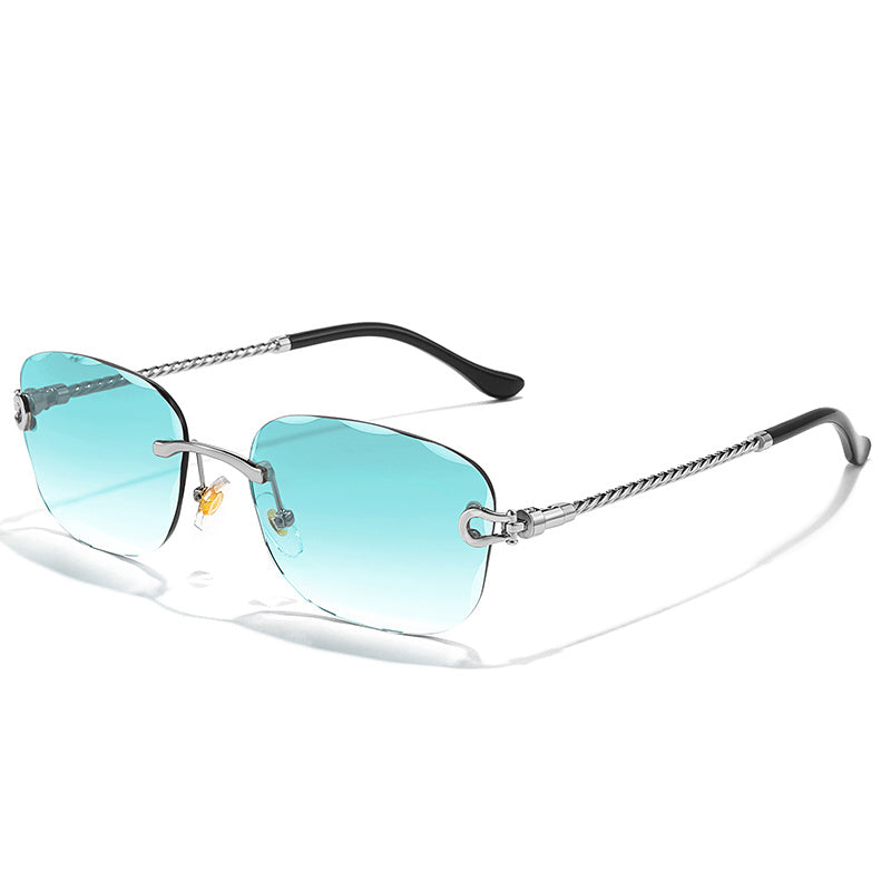 Square Frameless Sunglasses UV400 Retro Vintage Style