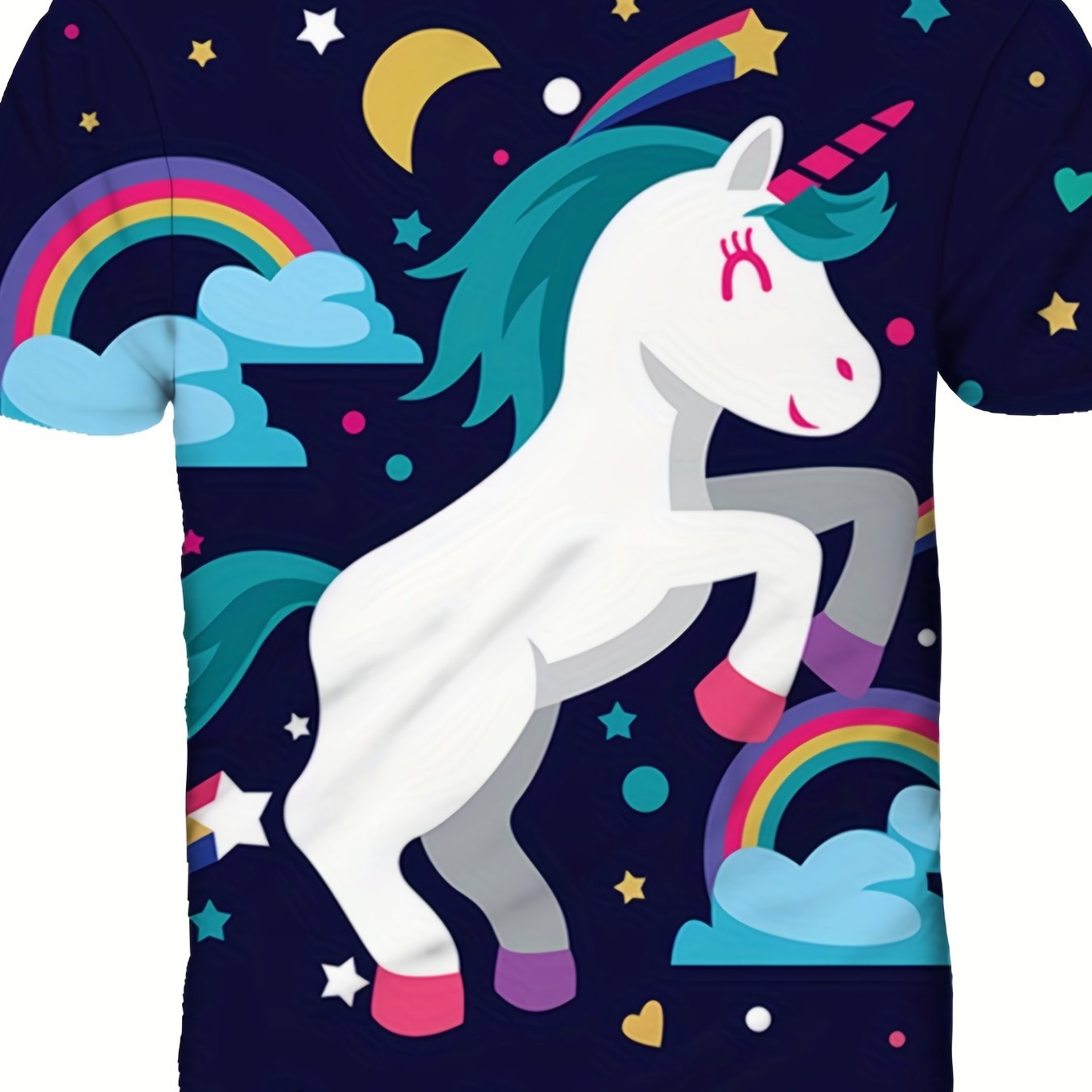 Rainbow Pony 3D Graphic T Shirt for Girls Active Stretchy Tee