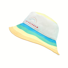 Rainbow Striped Bucket Hat Wide Brim UV Protection Summer Sun Hat