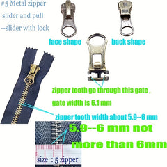 57pc Zipper Repair Kit for Coats Jackets Metal Plastic Nylon Zipper